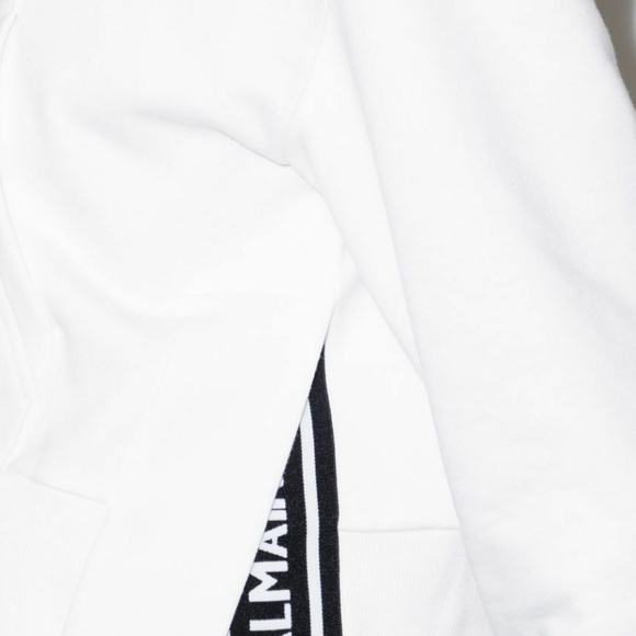 BALMAIN logo-print cropped hoodie - Picture 4 of 9